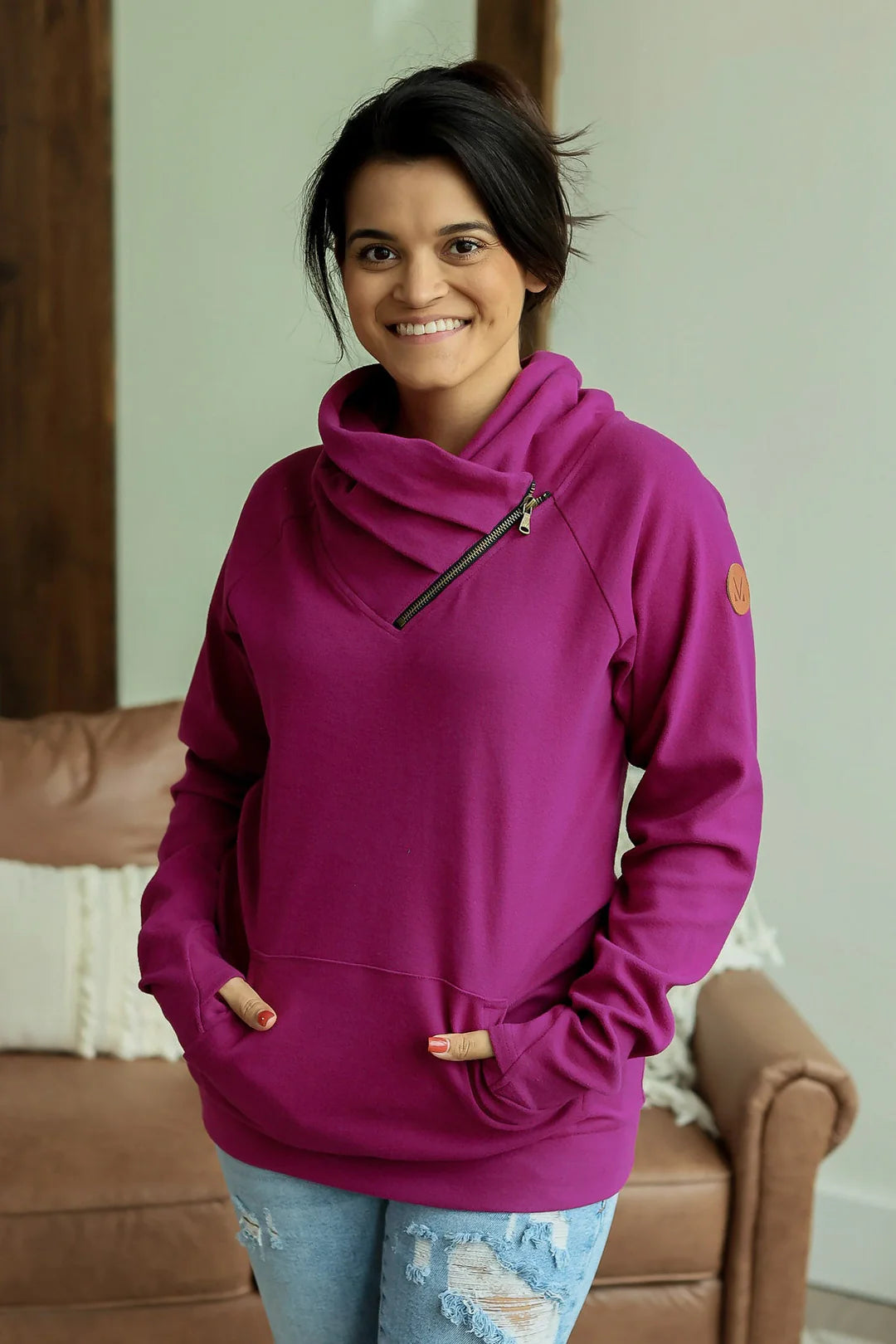 Classic Zoey ZipCowl Sweatshirt - Magenta