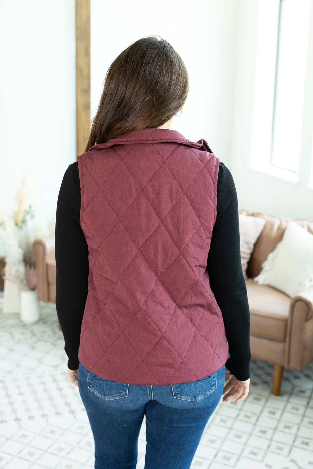 Remy Zip Up Vest - Heathered Burgundy