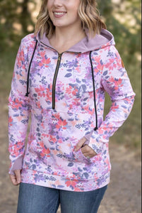 HalfZip Hoodie - Floral Leaves