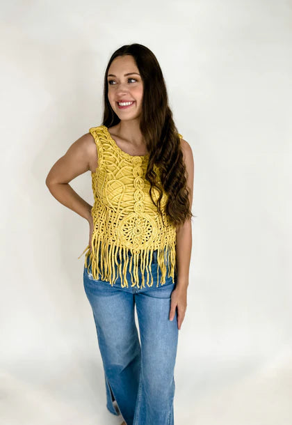 Wildflower Fringe Top in Mustard