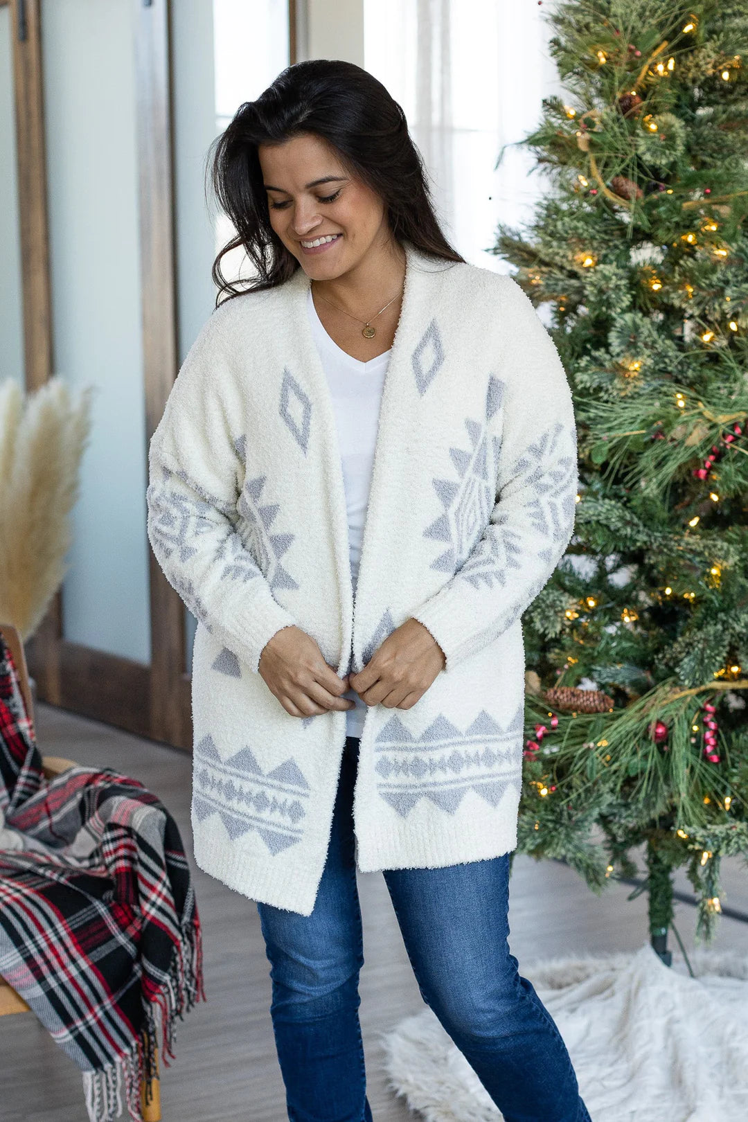 Blanket Cardigan - Ivory Aztec