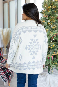 Blanket Cardigan - Ivory Aztec