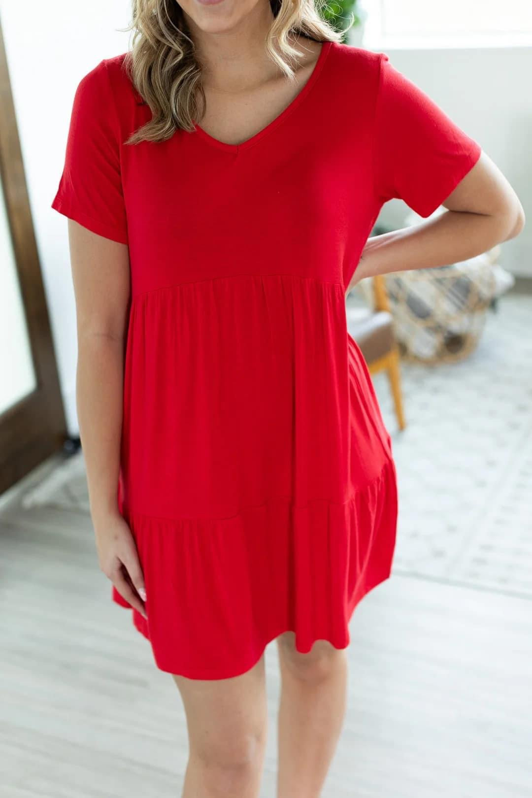 Jess Red Ruffle Dress