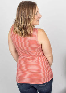 Addison Henley Tank - Salmon Stripe