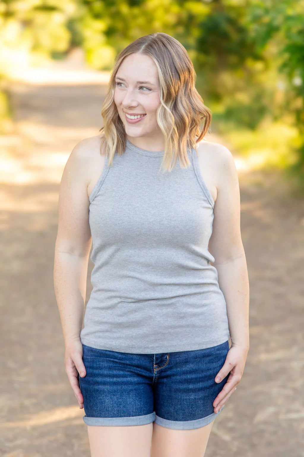 Tara Ribbed Tank - Grey