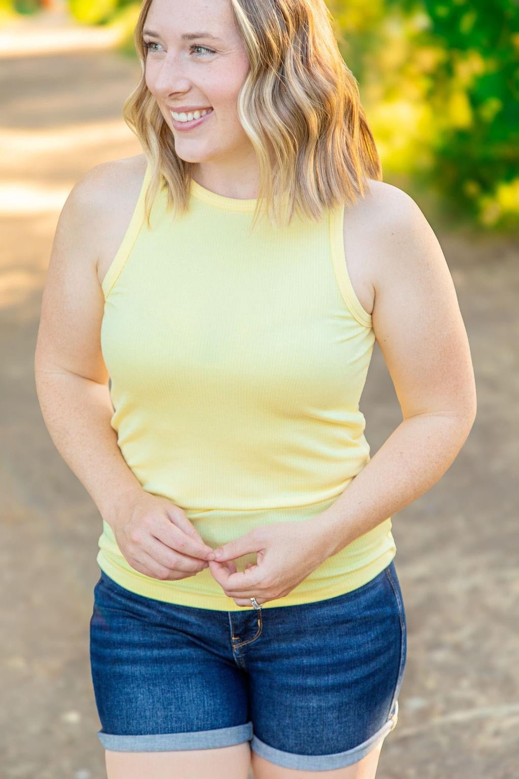 Tara Ribbed Tank - Yellow