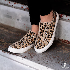 Canvas Leopard Distressed Sneakers