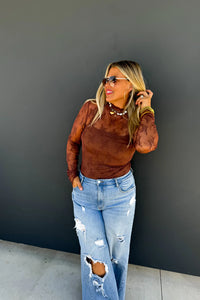 Roxy Lace Top in Brown