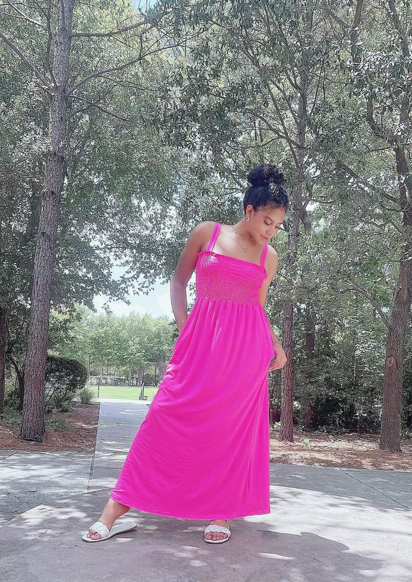 Savannah Maxi Dress in Hot Pink
