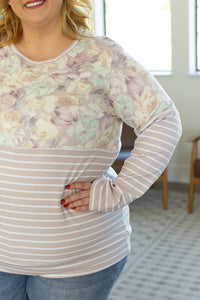 Natalie Pullover - Neutral Floral Pattern Mix