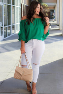 Maui Off the Shoulder Top in Green