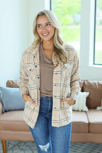 Norah Plaid Shacket - Light Tan