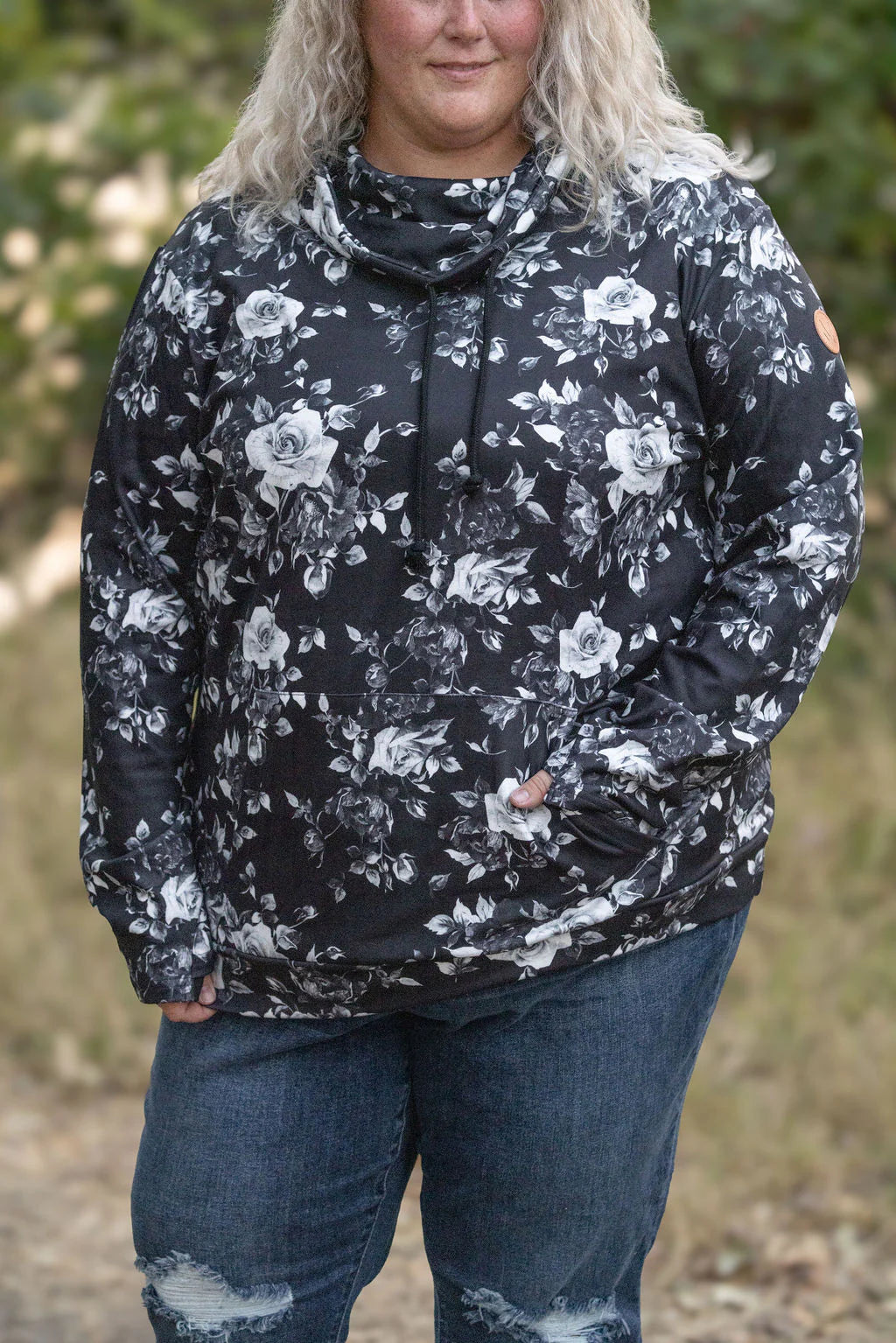 Soft Funnel Neck - Black Floral