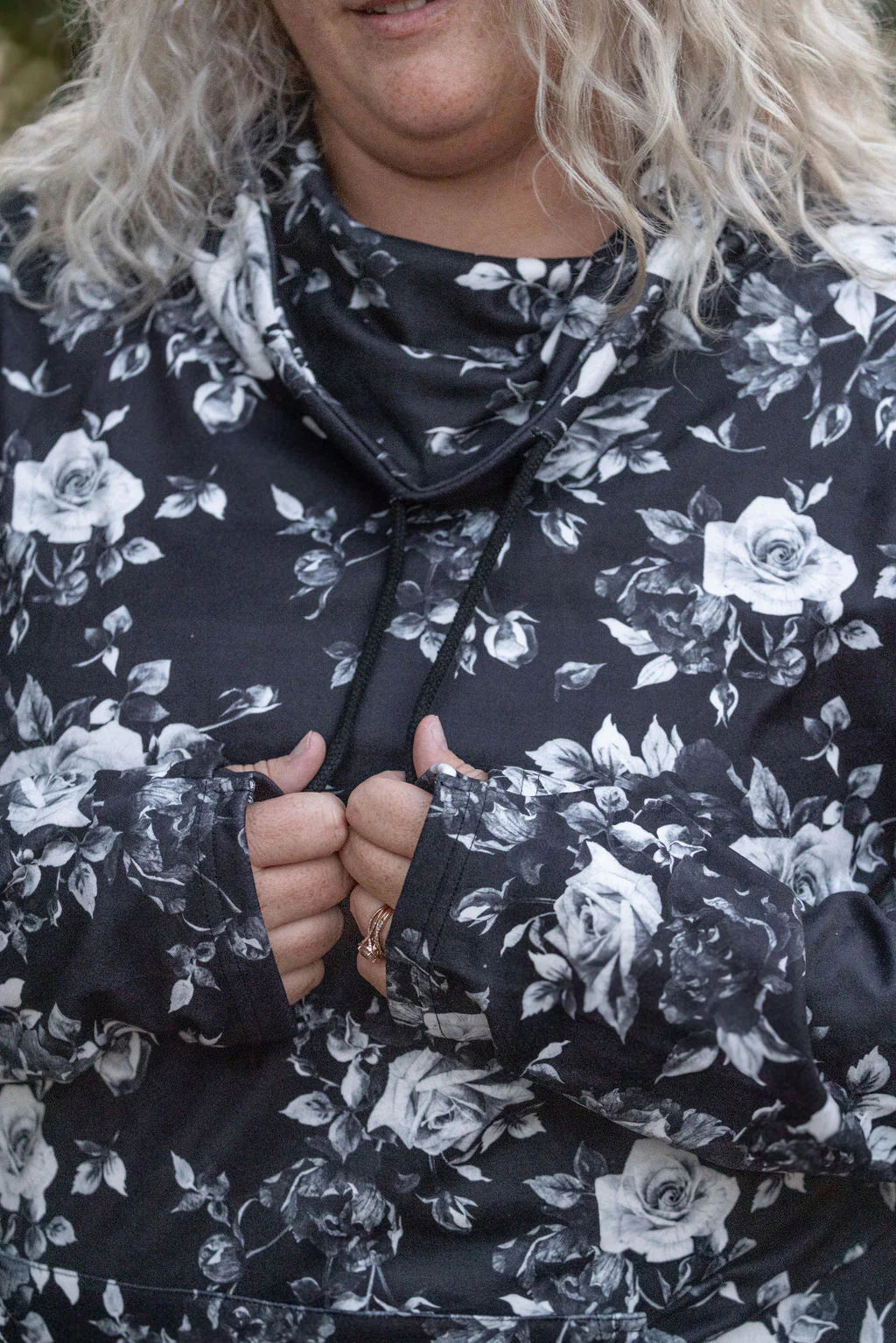 Soft Funnel Neck - Black Floral