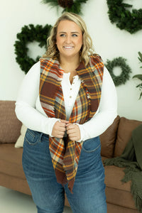 Plaid Blanket Scarf - Fall Mix