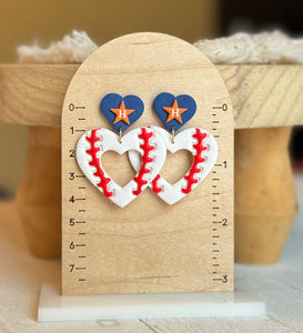 Baseball Heart Earrings - Hypoallergenic