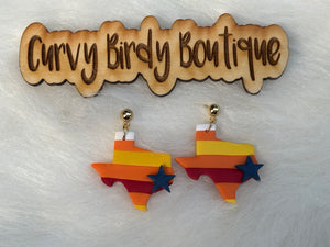 Texas Baseball Earrings - Hypoallergenic