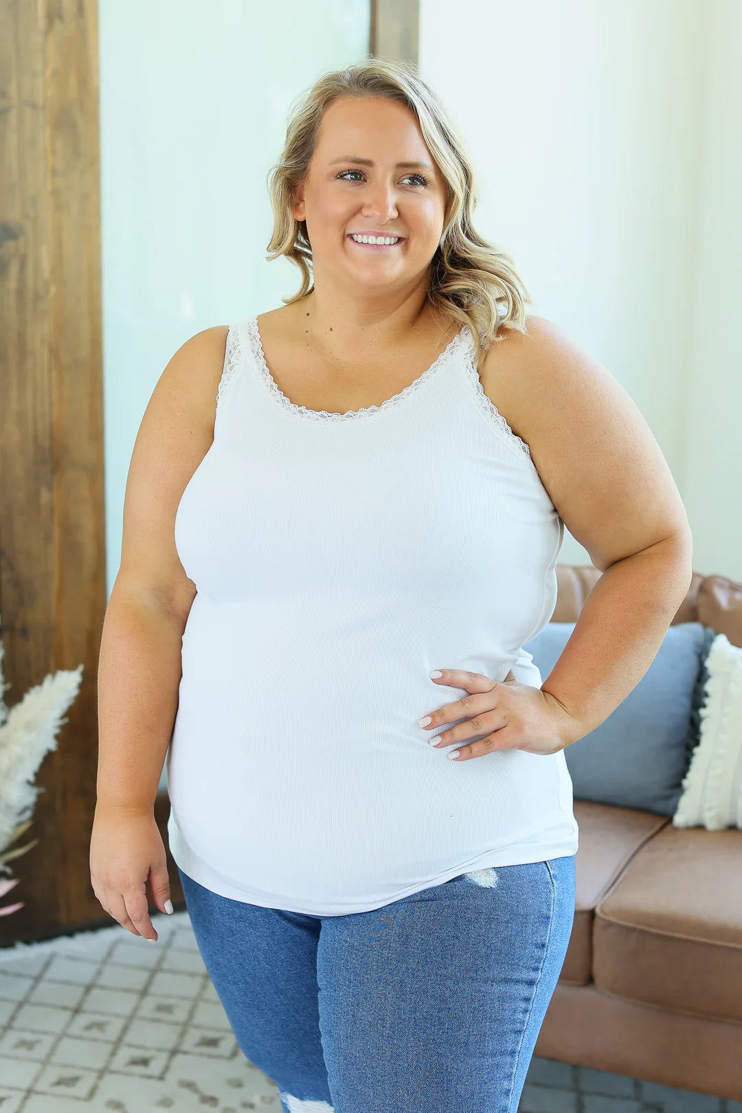 Lexi Lace Tank in White