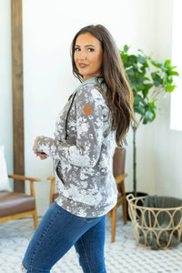 Classic Halfzip Hoodie - Dusty Blue and Grey Floral