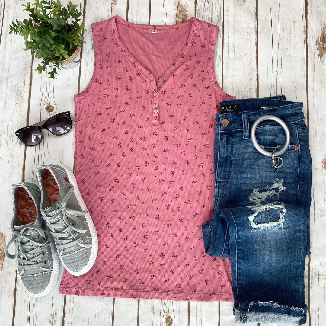 Addison Henley Tank - Mauve Floral