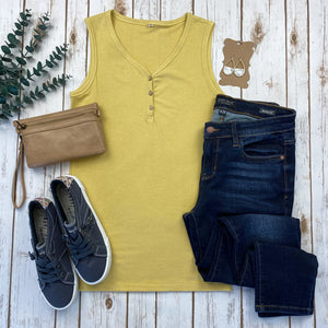 Addison Henley Tank - Heathered Mustard