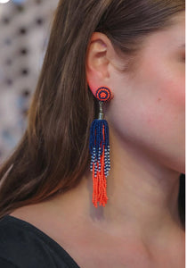 World Series Beaded Tassel Earrings