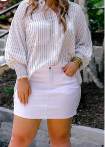 Nova White Denim Skirt