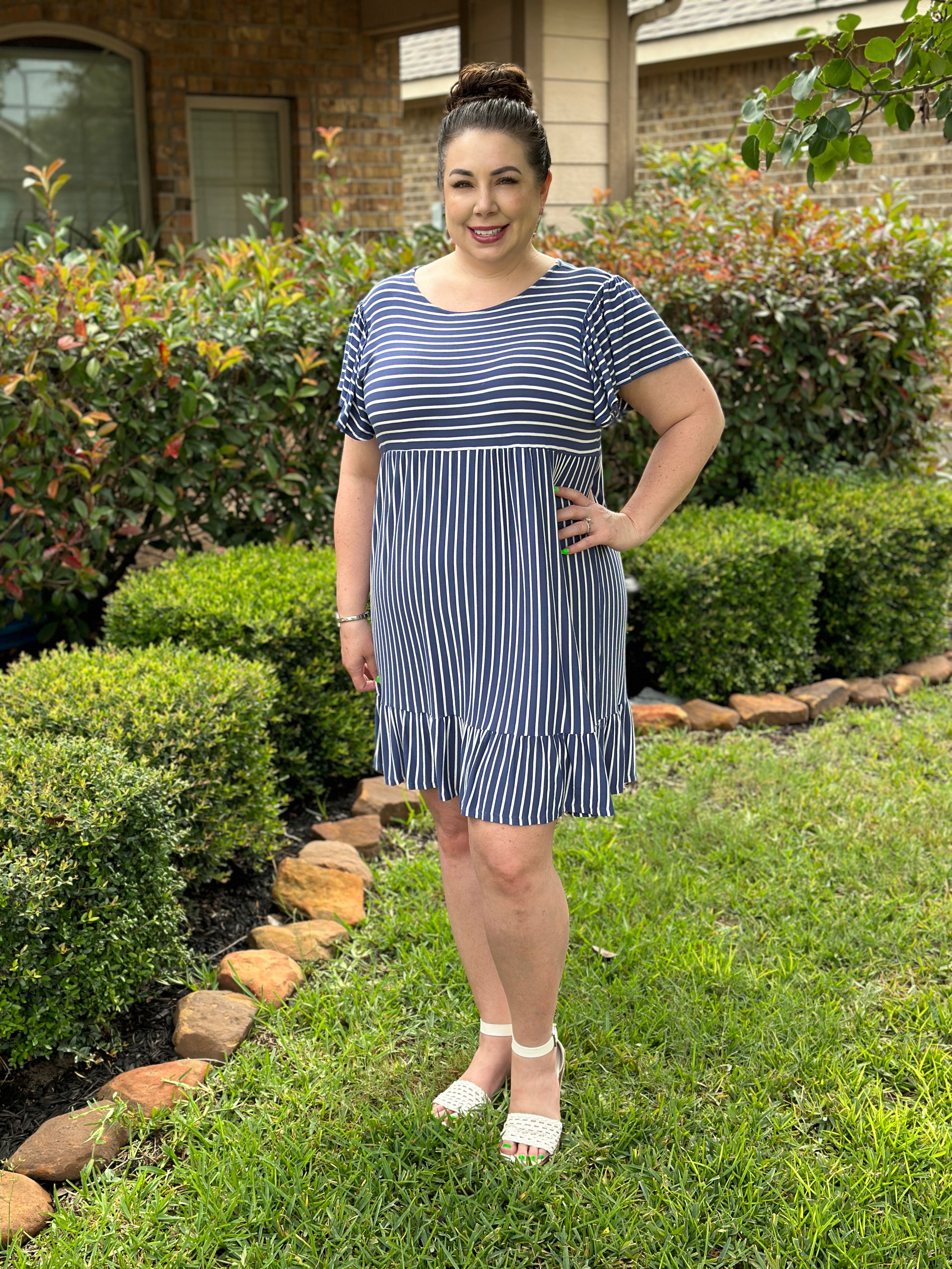 Brooklyn Babydoll Dress in Blue