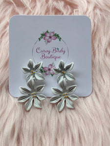Flower Garden Earrings in White