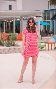 Abby Striped Dress in Salmon