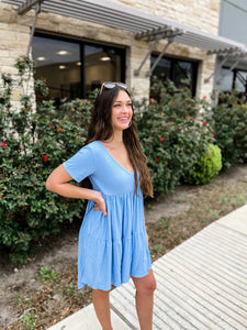 Stormi Ribbed Dress in Blue