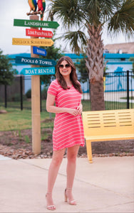 Abby Striped Dress in Salmon