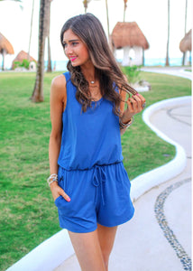 Paradise Cove Tank Romper in Blue