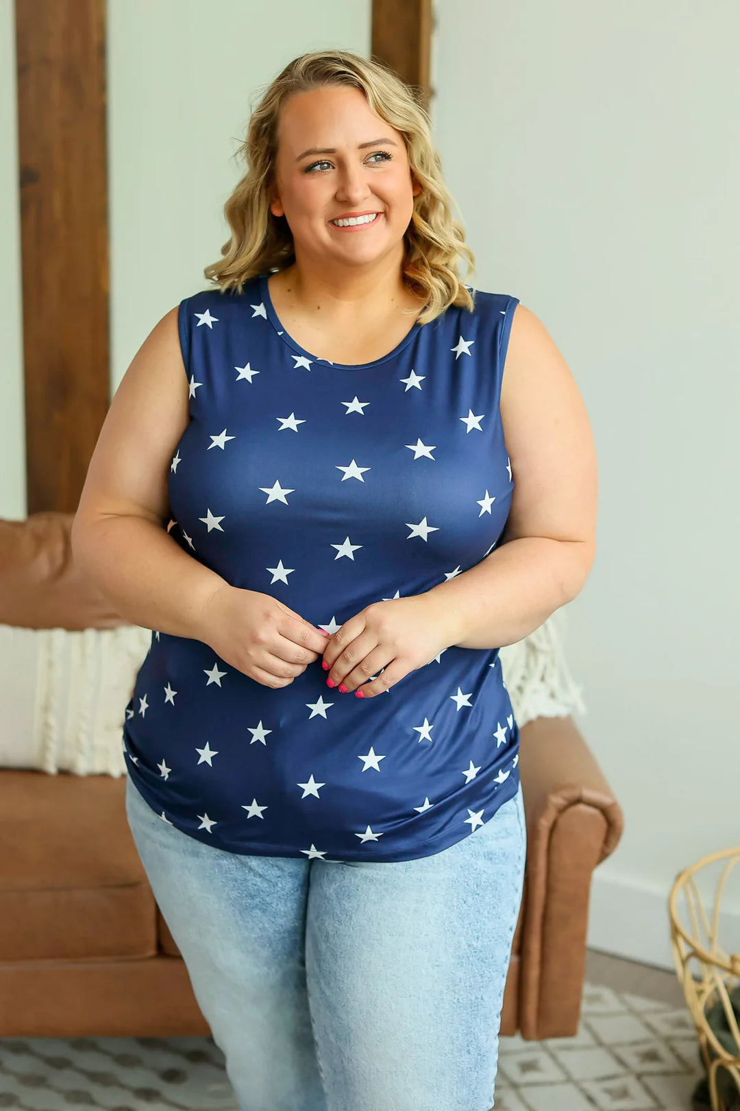 Classic Crew Tank - Navy Stars