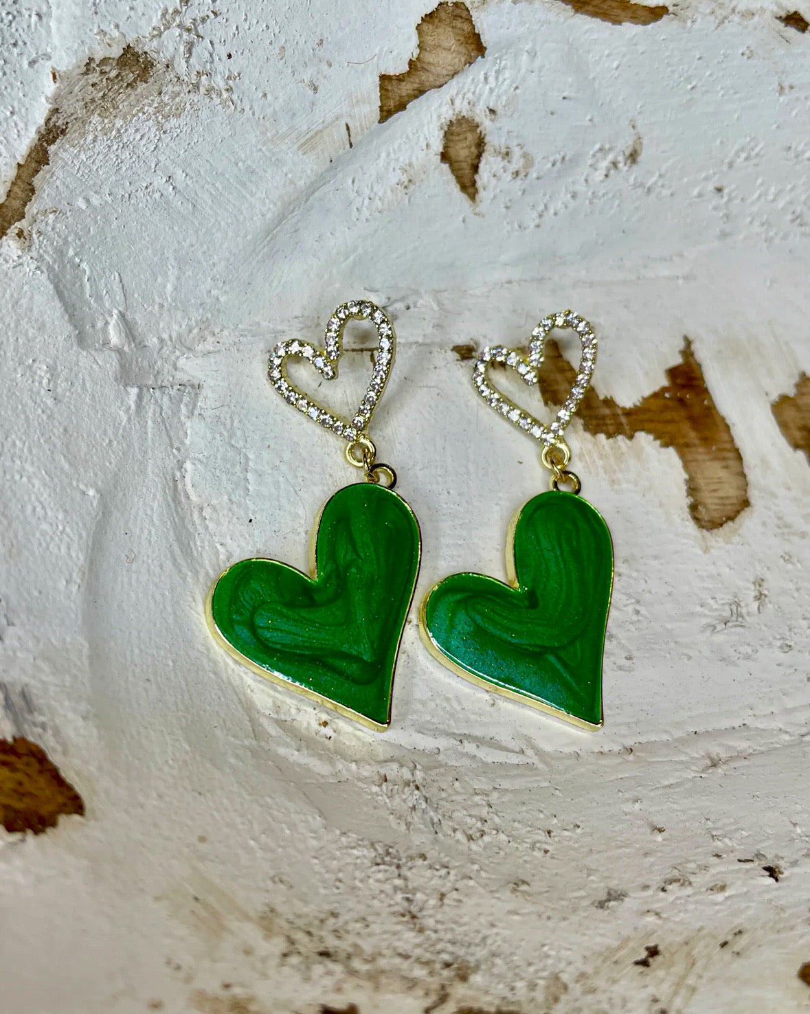 Green With Envy Heart Earrings