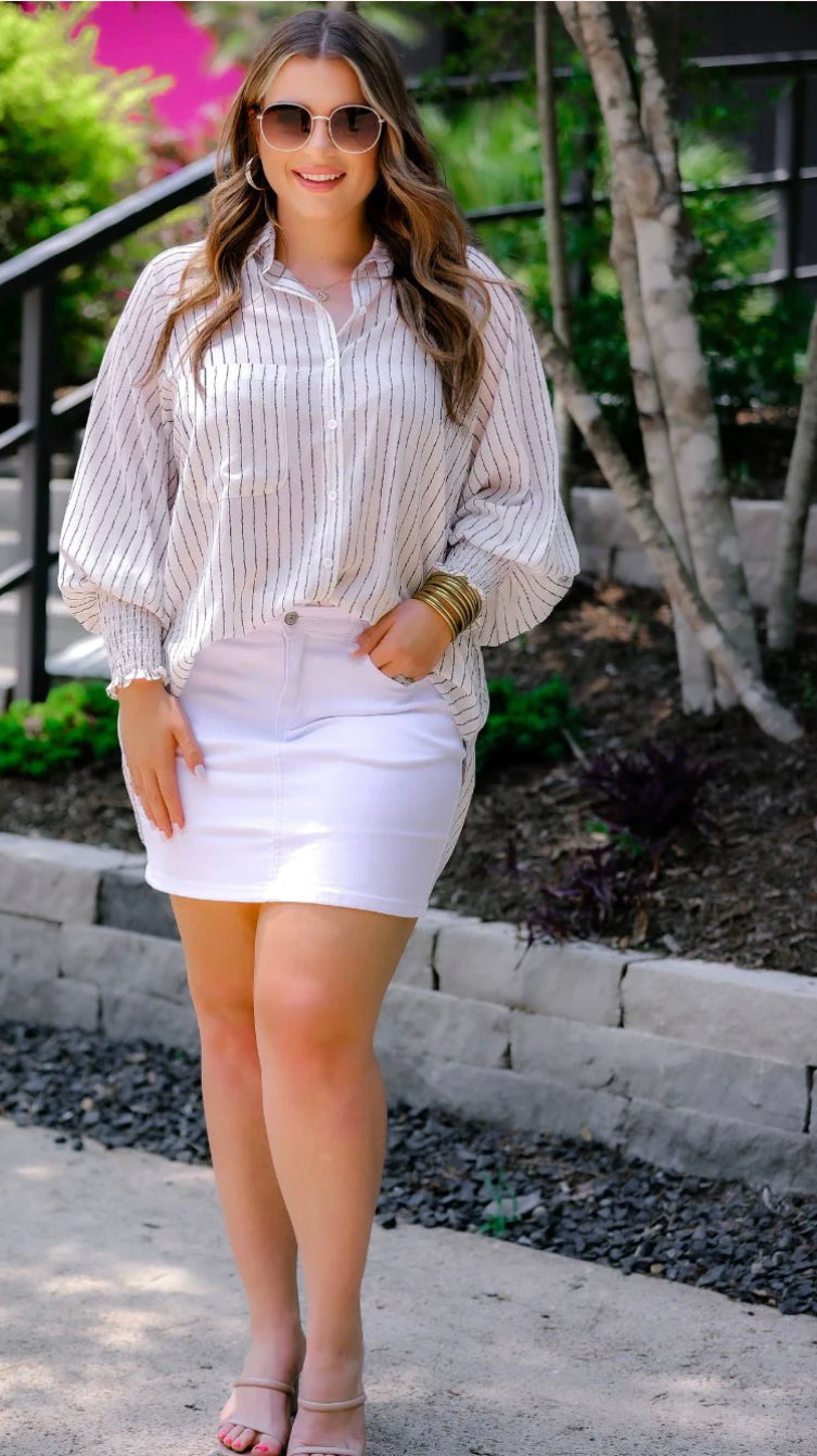 Nova White Denim Skirt