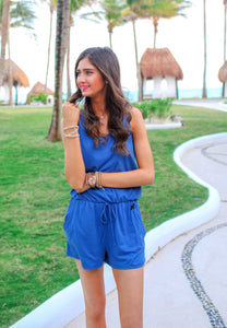 Paradise Cove Tank Romper in Blue