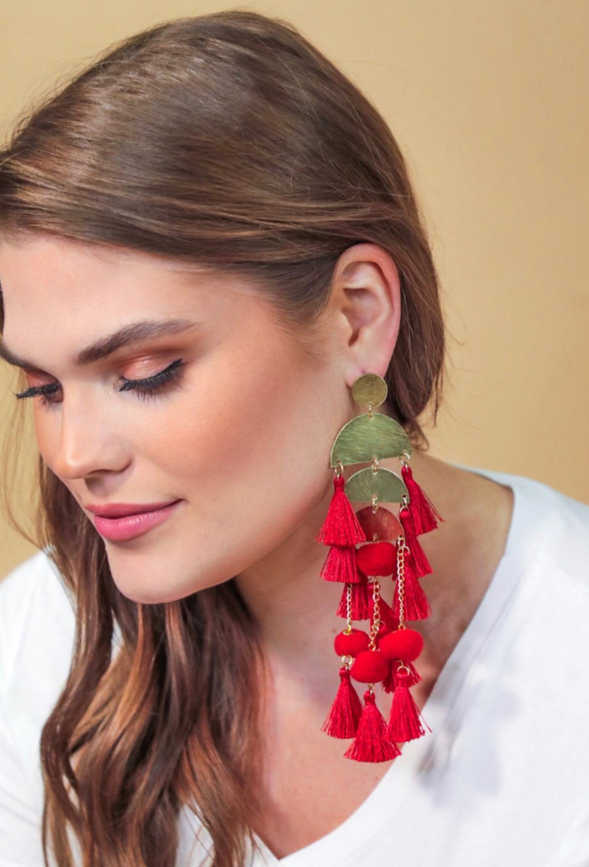 Chandelier Tassel Earrings in Red