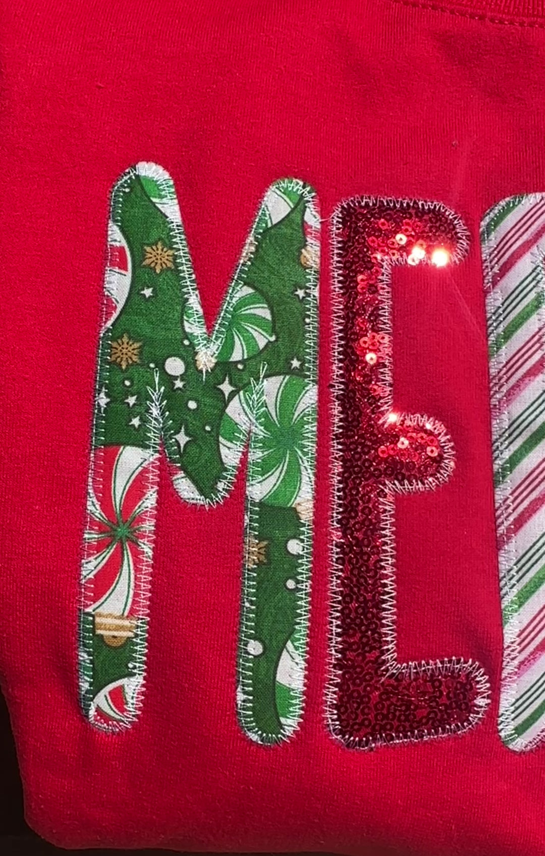 Festive Merry Sequin Embroidered Sweatshirt