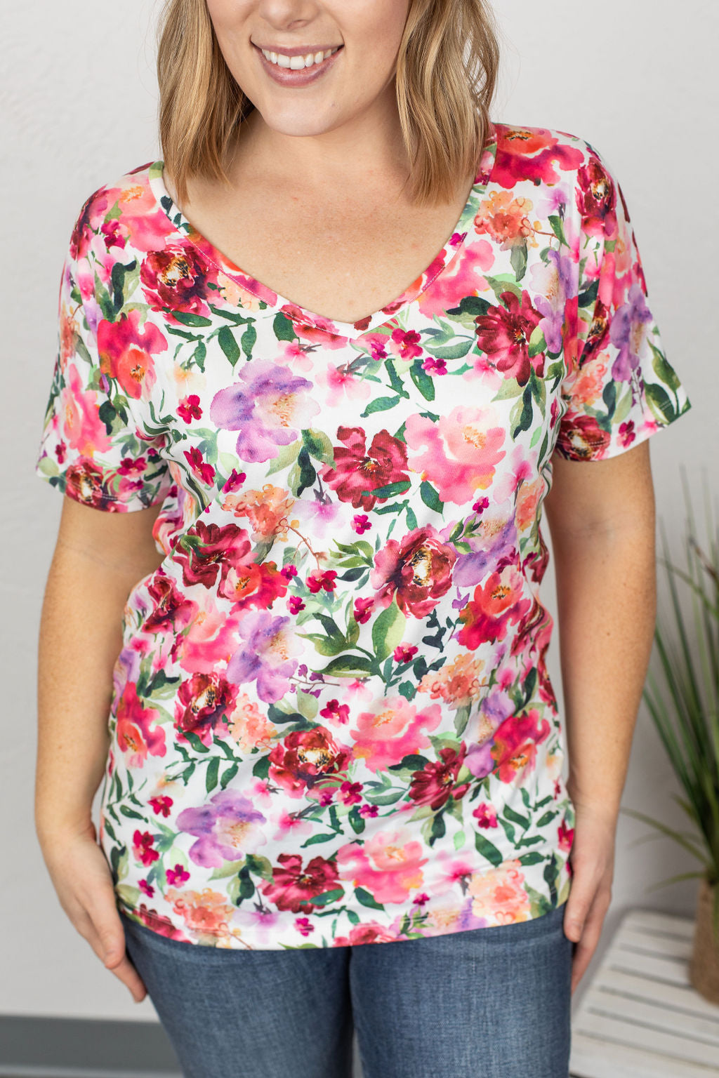 Chloe Cozy Tee - Bright Floral