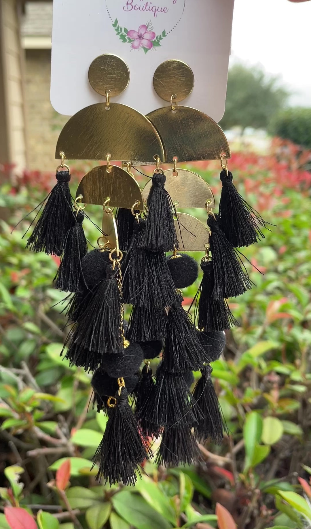 Chandelier Tassel Earrings in Black