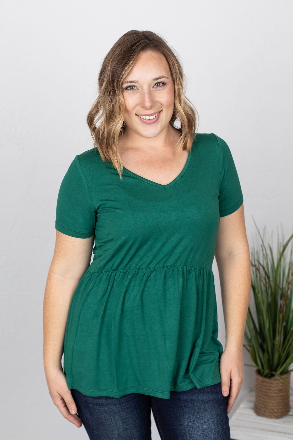 Sarah Ruffle Top - Forest Green