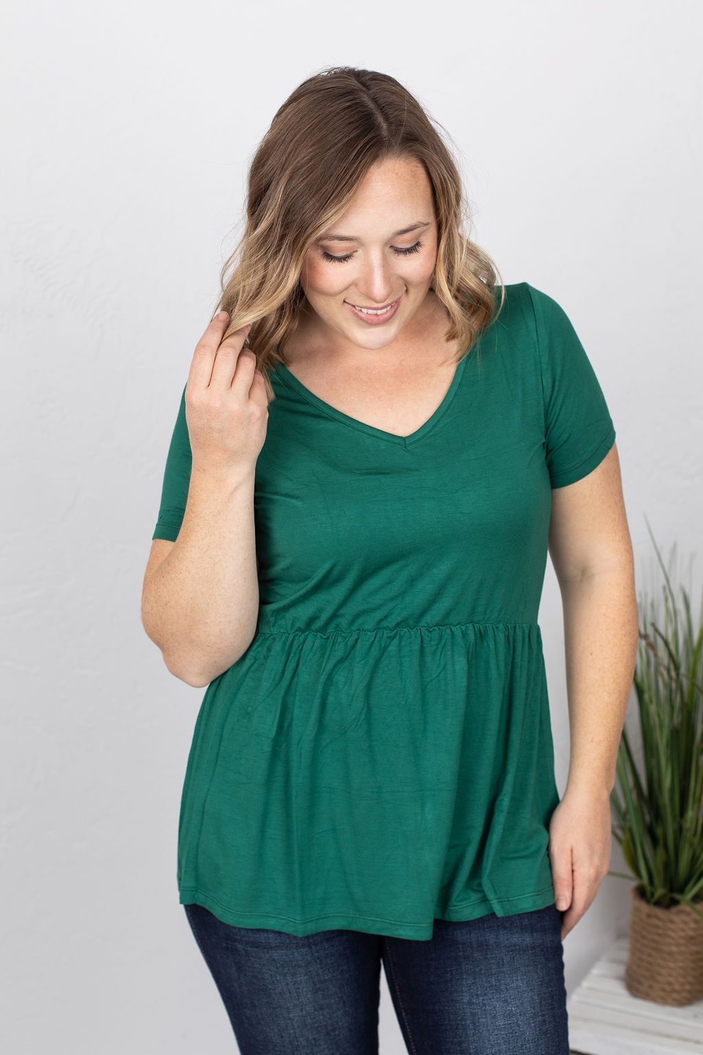 Sarah Ruffle Top - Forest Green