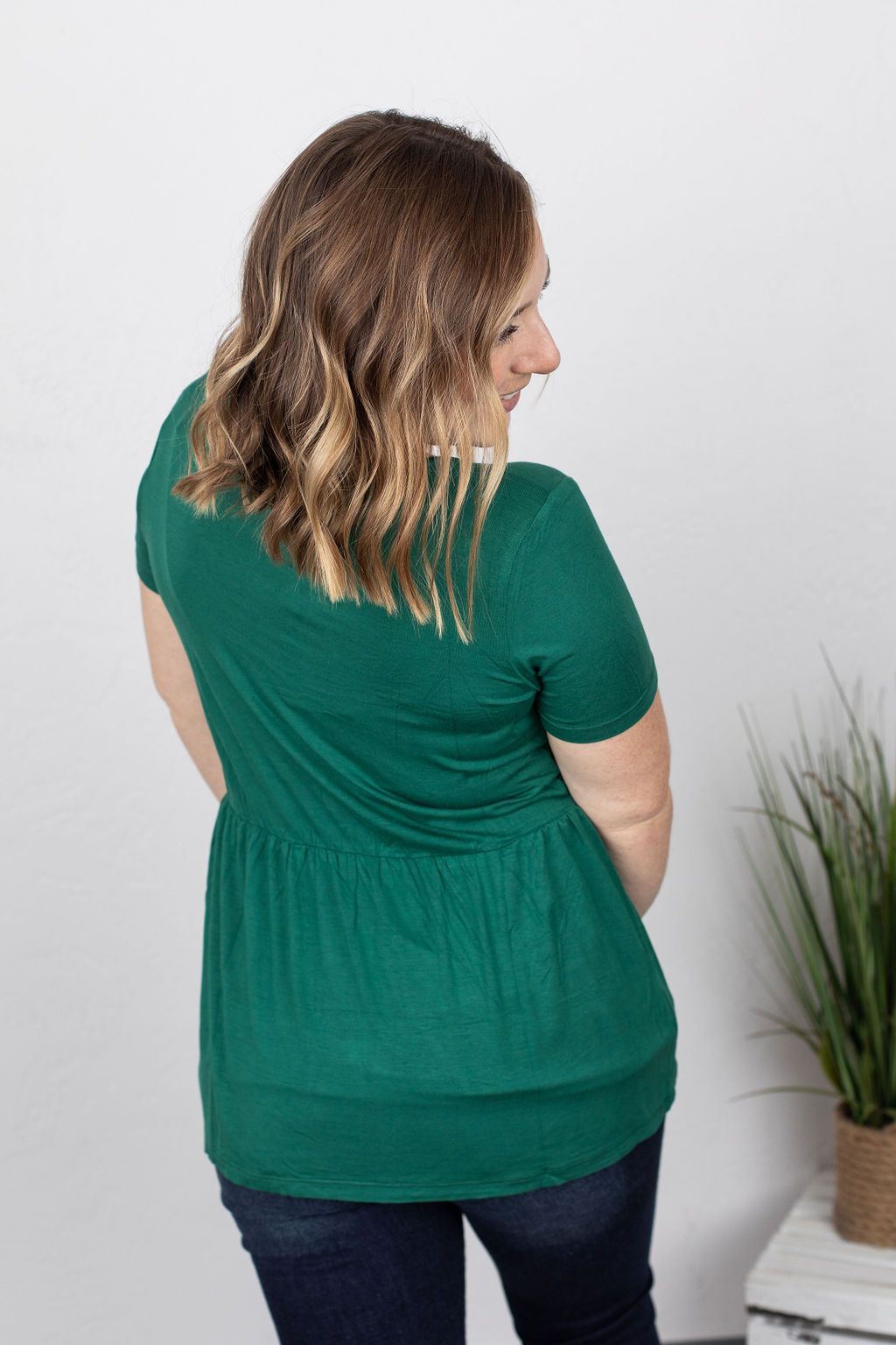 Sarah Ruffle Top - Forest Green