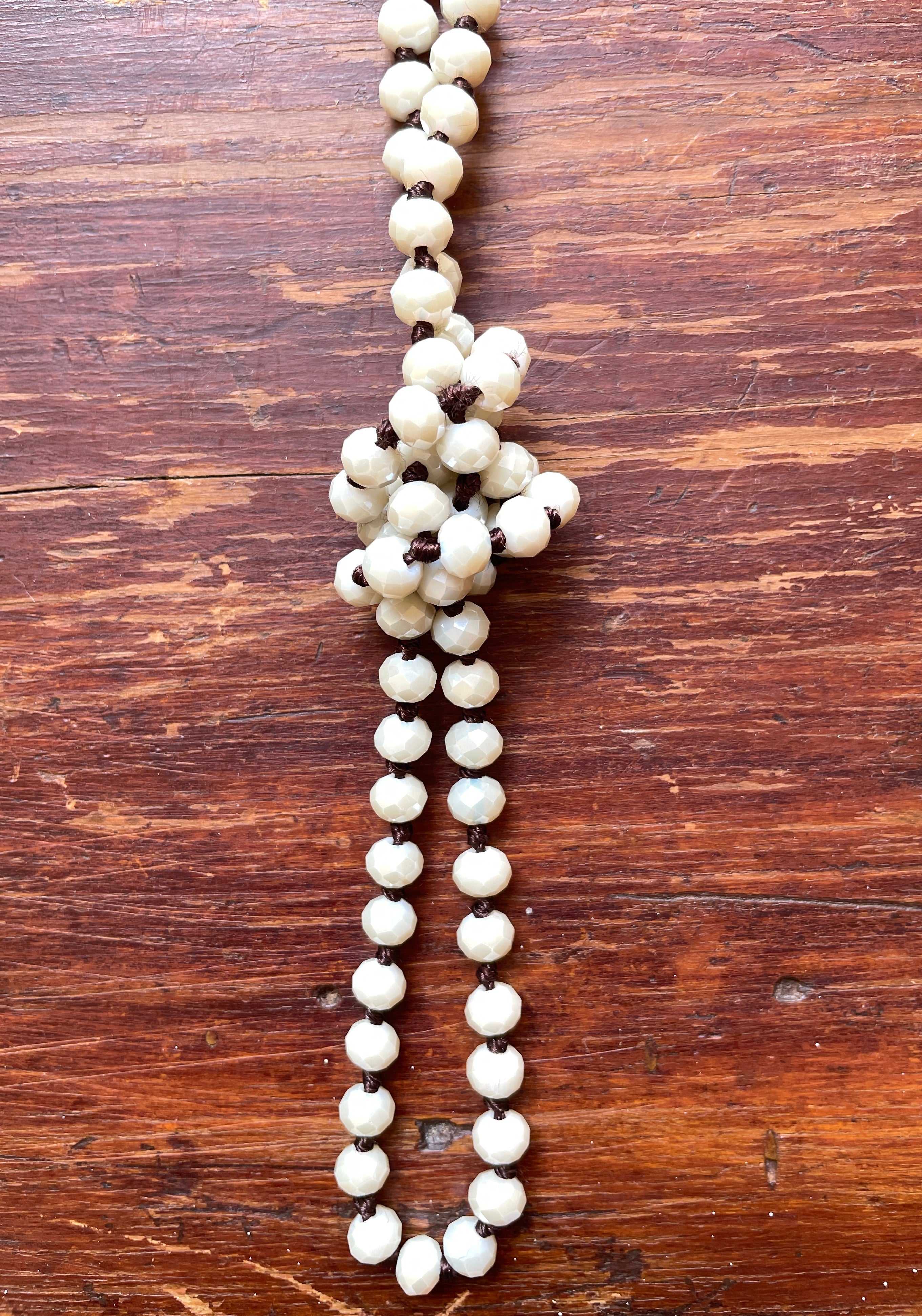 Reba Long Beaded Necklace - White