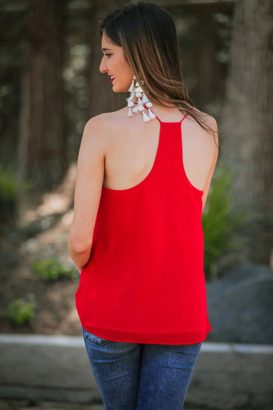 Leah Woven Cami in Red