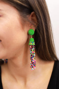 Tropical Tassel Earrings in Green