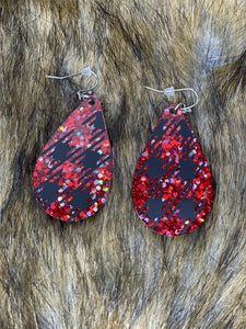 Blissful Plaid Earrings Hypoallergenic - Red