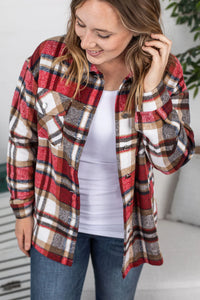 Molly Plaid Shacket - Red and Tan