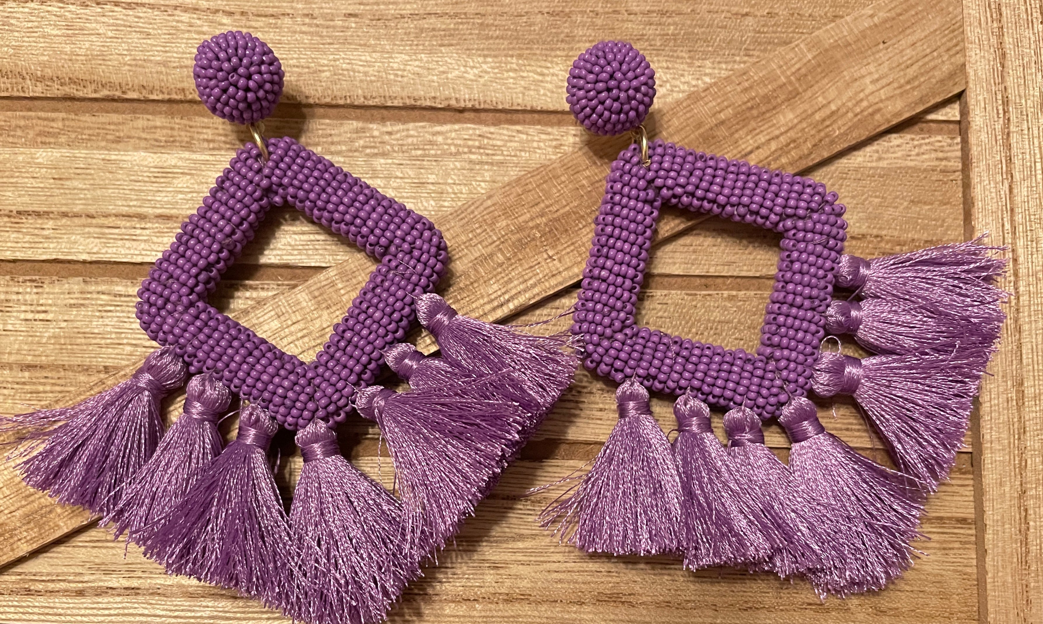 Ellie Fringe Earrings in Lavender